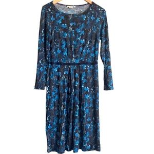 Boden Knee length Blue and Black Long Sleeve Dress